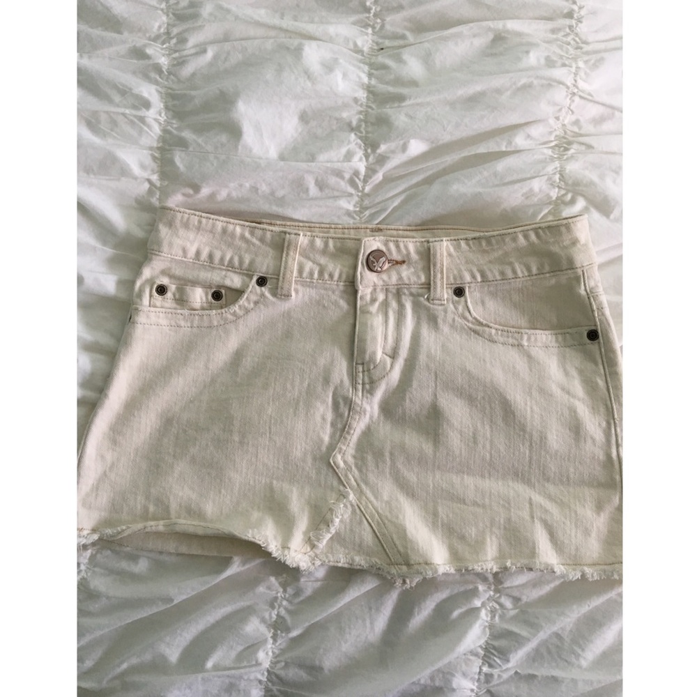 Cream denim mini skirt from American Eagle